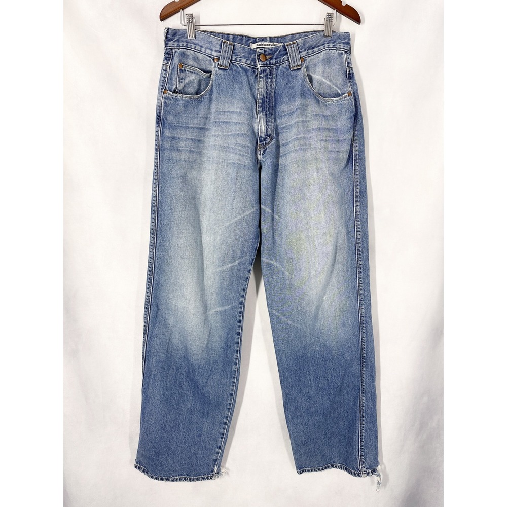 Mavi 170 Max Light Wash Wide Leg Faded Blue Denim Jeans Mens Size 34x34